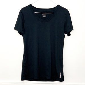 Reebok Play Dry Short Sleeve V-Neck Shirt Black